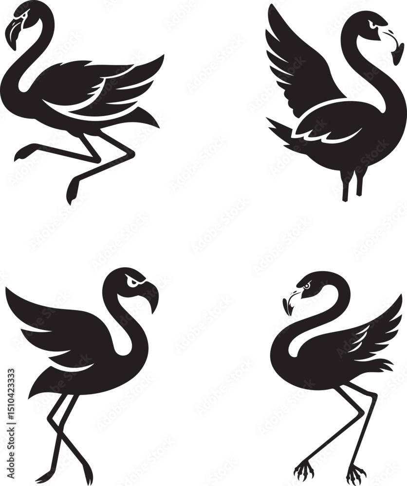 Obraz premium Flamingo Vector Silhouettes