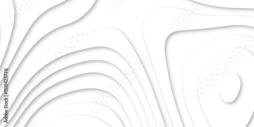 Abstract white paper cut shapes background with shadow and topography map concept texture. White papercut background 3d realistic design use for ads banner and advertising print design vector.