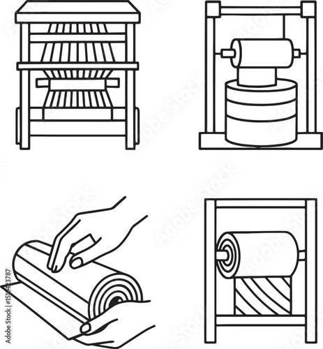 Set of Textile Factory vector