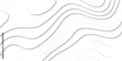 Abstract white paper cut shapes background with shadow and topography map concept texture. White papercut background 3d realistic design use for ads banner and advertising print design vector.