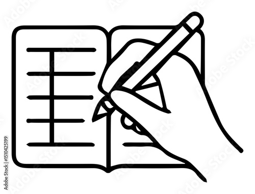 Unveiling Ideas: An Open Notebook with a Hand Poised to Write Down Inspiration