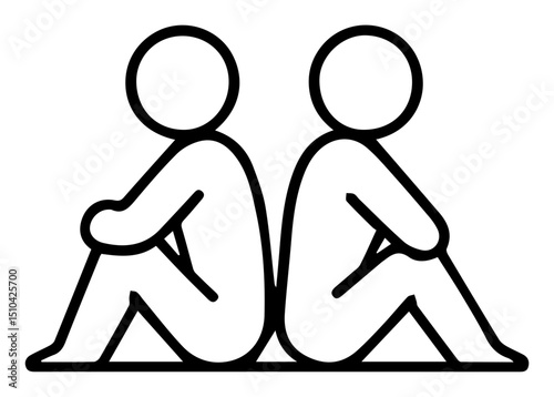 Pictogram of Two People Sitting Back to Back: Connection and Separation