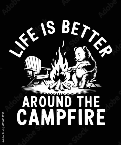 Life Is Better Around The Campfire camping t-shirt design, camping mountain t-shirt design Retro camping mountain t-shirt design