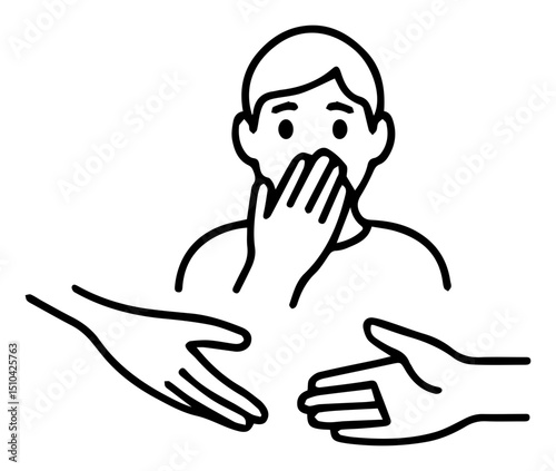 Illustration of a nervous person approached with conflicting advice.