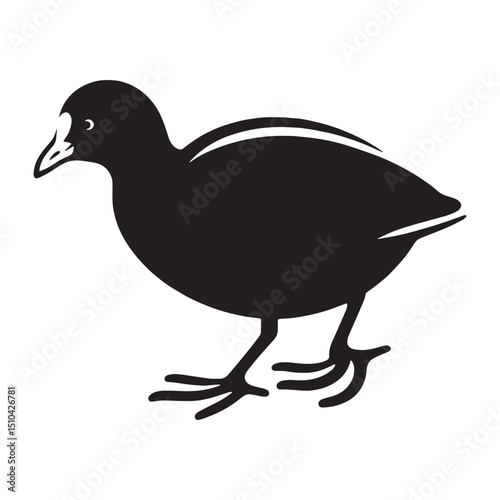 Minimalist Coot silhouette in quiet repose – Coot illustration – Minimalist Coot vector – Bird silhouette – Bird vector

