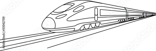 Sleek High-Speed Train Outline: A Modern Transportation Icon Ready for Coloring.