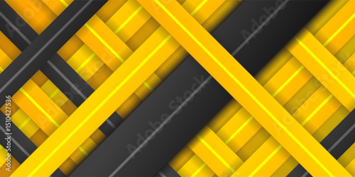Modern abstract vector background with bold yellow and black intersecting diagonal lines. Ideal for tech, construction, industrial, or energetic design themes.