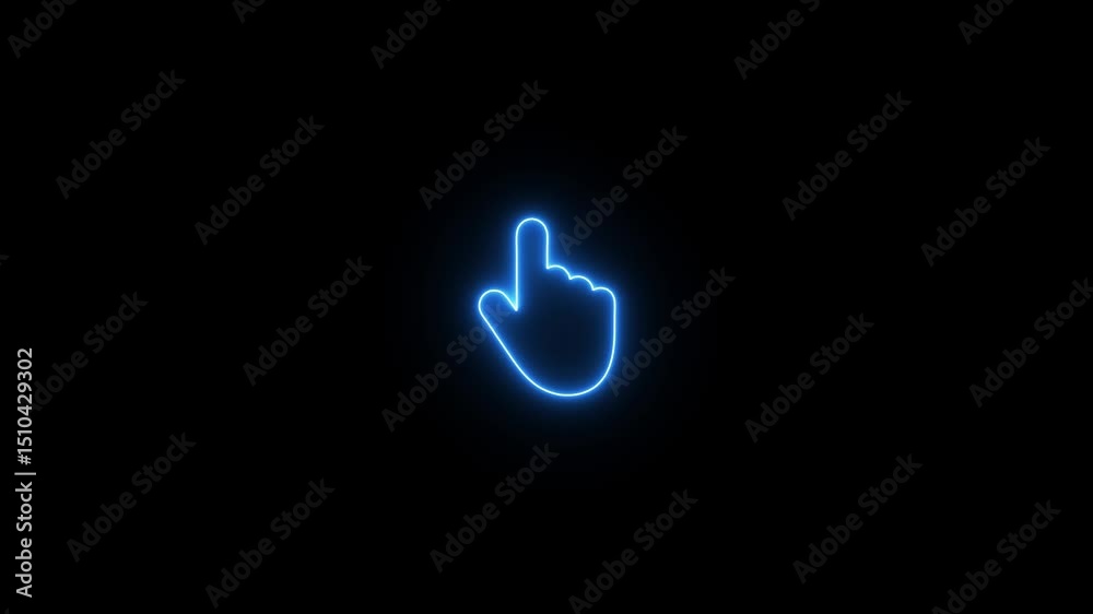 A hand touch click icon typically represents user interaction with a digital interface, such as tapping on a touchscreen or clicking with a mouse. neon click icon.
