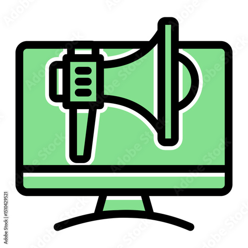 Digital Megaphone Marketing Icon - Solid Color Lineal Style for Promotions. (Solid Color Lineal Style)