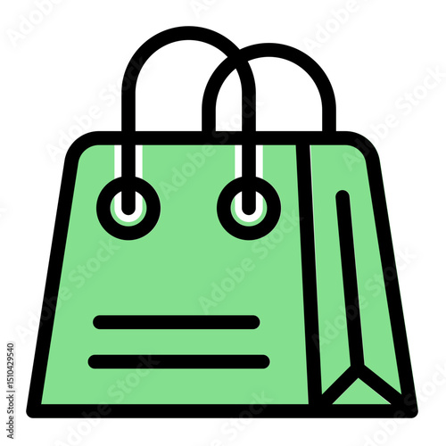Fashion Shopper Bag Icon - Solid Color Lineal Style for Retail Purchases. (Solid Color Lineal Style)