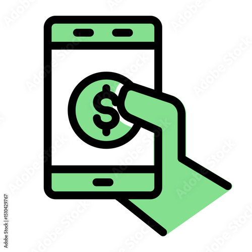 Digital Wallet Icon - Solid Color Lineal Style for Contactless Transactions. (Solid Color Lineal Style)
