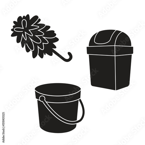 cleaning tools silhoutte vector design illustration
