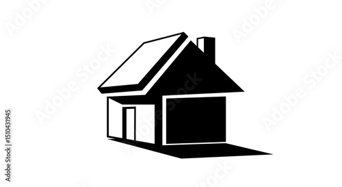 Black silhouette of a house on a white background