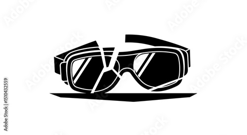 Broken sunglasses on white background