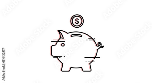 Piggy bank with coin dropping into it