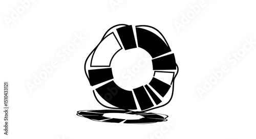 Lifebuoy ring in abstract black and white style