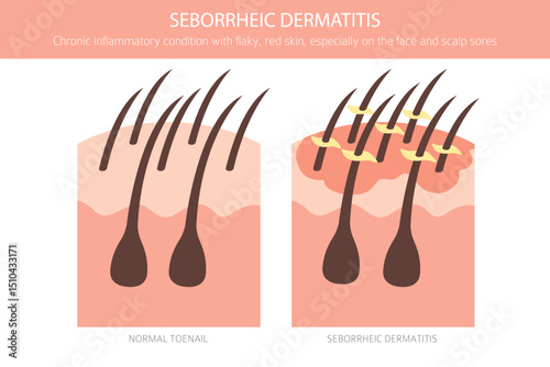 Seborrheic dermatitis. Skin diseases. Medical infographic design. Vector illustration