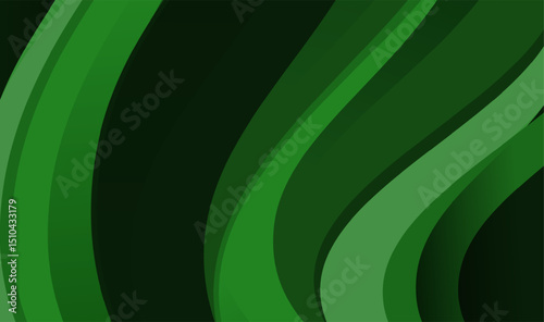Abstract background of liquid green shapes with layered colors  with empty space for text