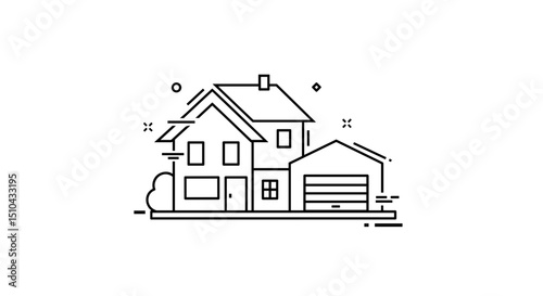 Stylish house illustration with garage in minimalist design