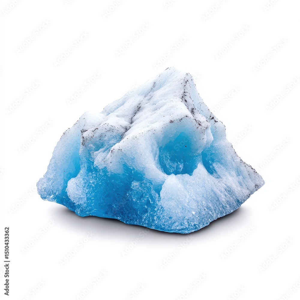 Fototapeta premium Small Blue and White Ice Sculpture on White Background