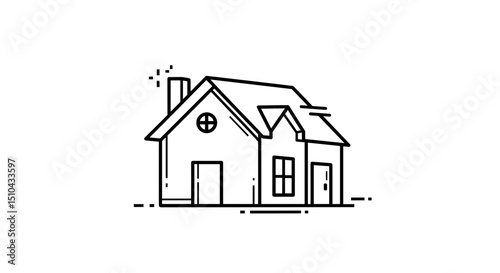 Line art house illustration in minimalist style