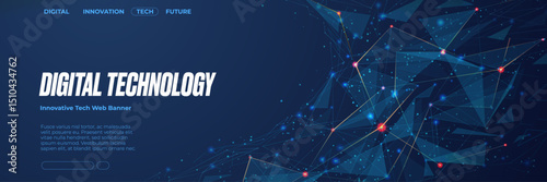Futuristic plexus abstract tech background suit for web presentation, banner, brochure, and booklet. Low poly wireframe abstract wave with thin lines and connected dots. Big Data or AI concept. Vector
