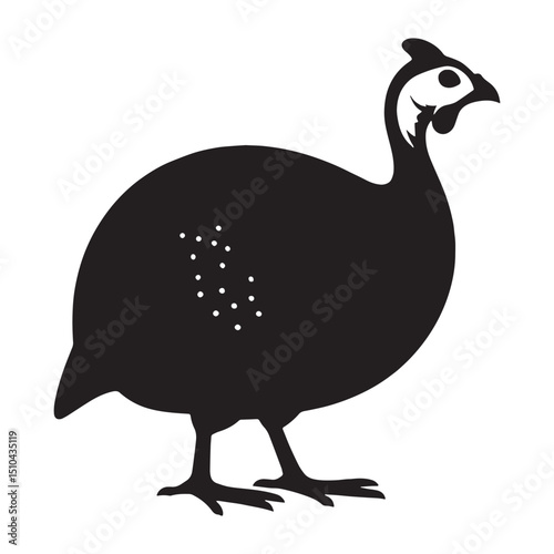 Guinea Fowl silhouette with natural elegance – Guinea Fowl illustration – Minimalist Guinea Fowl vector – Bird silhouette – Bird vector

