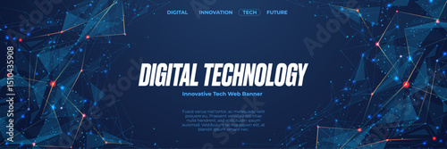 Abstract tech background with low poly wireframe plexus pattern in futuristic technology concept. AI concept. Suit for poster, cover, banner, brochure, website. Vector horizontal illustration.