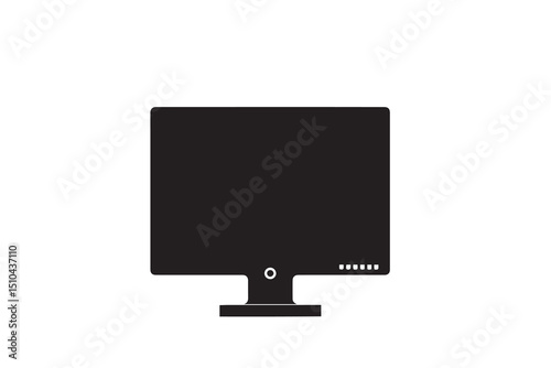 A black-and-white monitor    against a white background in a straightforward and inconspicuous vector silhouette