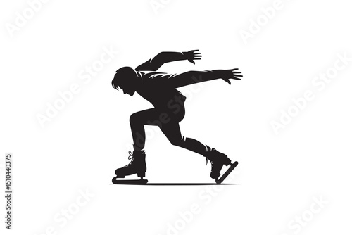 A black-and-white skating against a white background in a straightforward and inconspicuous vector silhouette