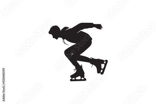 A black-and-white skating against a white background in a straightforward and inconspicuous vector silhouette