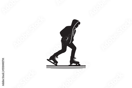 A black-and-white skating against a white background in a straightforward and inconspicuous vector silhouette