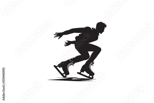A black-and-white skating against a white background in a straightforward and inconspicuous vector silhouette