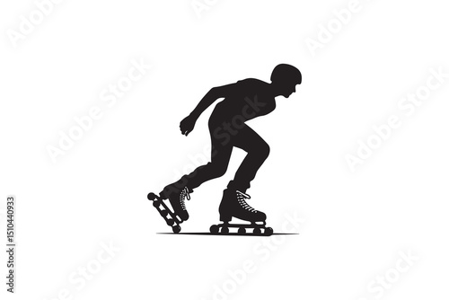 A black-and-white skating against a white background in a straightforward and inconspicuous vector silhouette