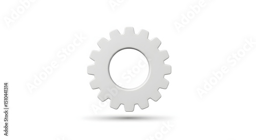 Gray Gear Cogwheel on White Background in Minimalist Style