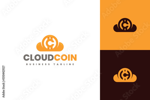 crypto cloud coin logo vector