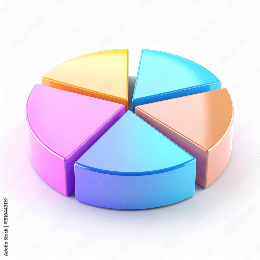 Obraz premium Pastel 3D Pie Chart Data Visualization