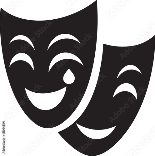 Theater masks silhouette vector,theater mask 
