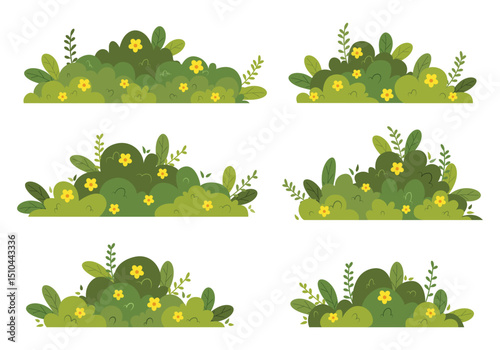 Set of bush vector illustration on white background