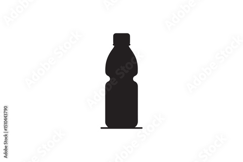 A black-and-white  water bottle  disk against a white background in a straightforward and inconspicuous vector silhouette