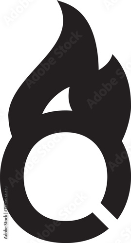 Fire Flame with Letter O logo design