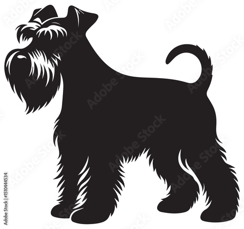 Black Schnauzer Dog Silhouette Vector Graphic Standing Side Profile Pet Animal Illustration