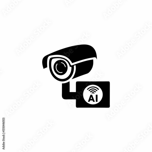 Advanced Surveillance System Vector Silhouette Icon