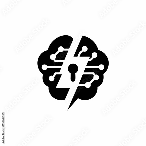 AI Powered Energy Grid Icon with Lightning Bolt