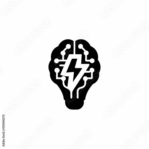 AI Powered Energy Grid Icon with Lightning Bolt