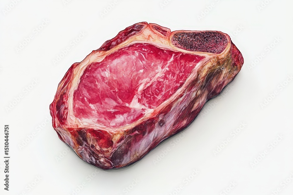 Obraz premium Close-up view of a detailed piece of raw steak.
