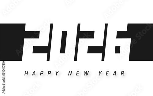 Minimal 2026 New Year Greeting with Bold Monochrome Digits on White Background, Modern Clean Style for Posters, Cards, Web Banners, or Print Vector Illustration