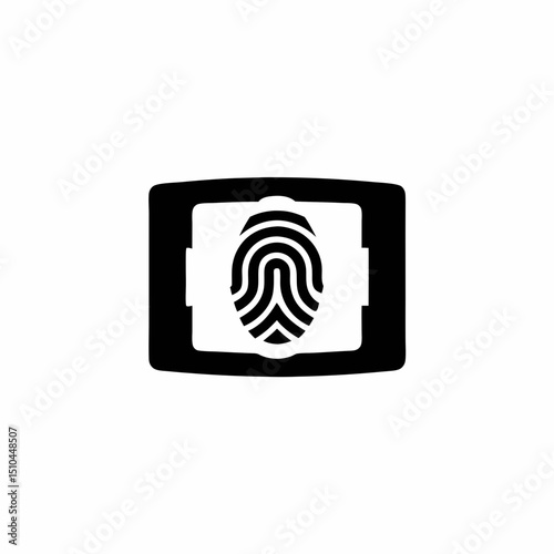 High Tech Biometric Scanner Icon with Scanner Frame and Tech