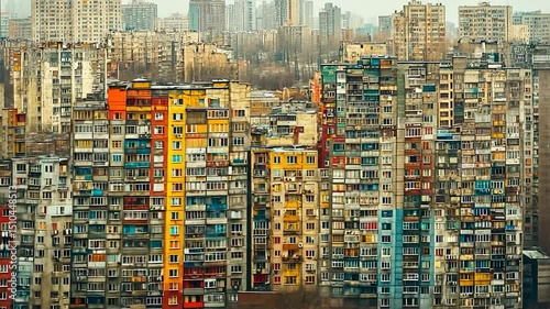 Colorful Apartment Buildings Cityscape