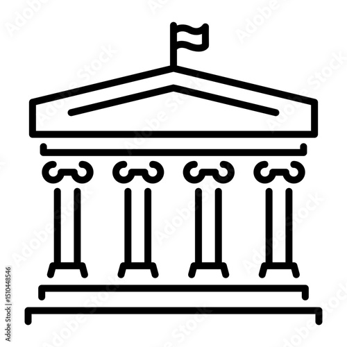A linear style icon showing british museum building